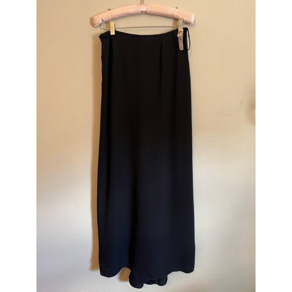 Talbots Long Maxi Skirt 4 Black SILK Back Pleat Classic Flat Front NWT $148 - Picture 10 of 12